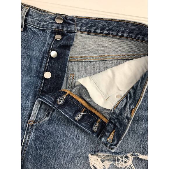 BDG Medium Wash Relaxed Straight Distressed Button Fly Jeans Size 33 - Picture 4 of 10